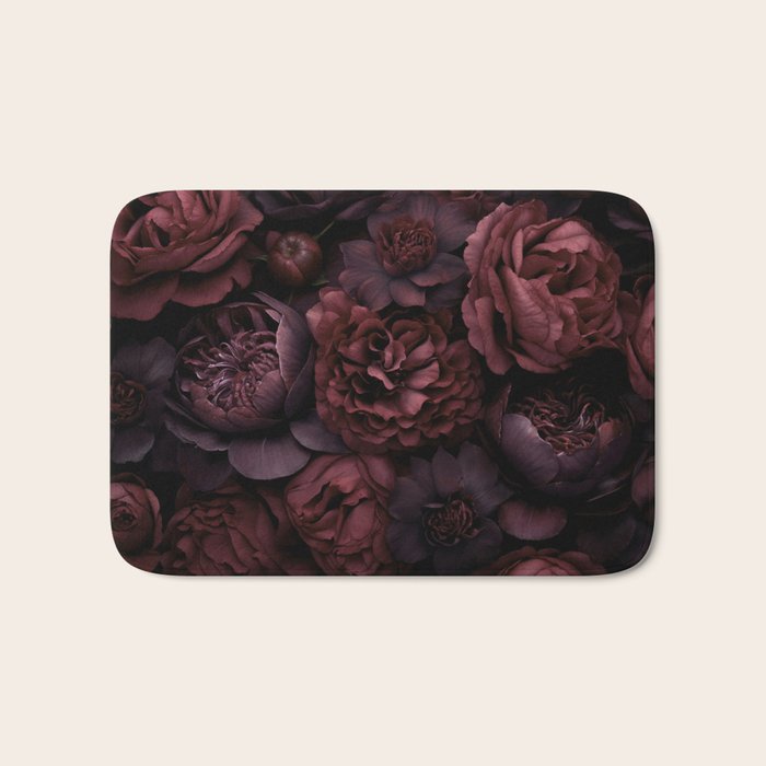Victorian Grandeur Large Opulent Flowers Burgundy Red Bath Mat Gallery Image 1