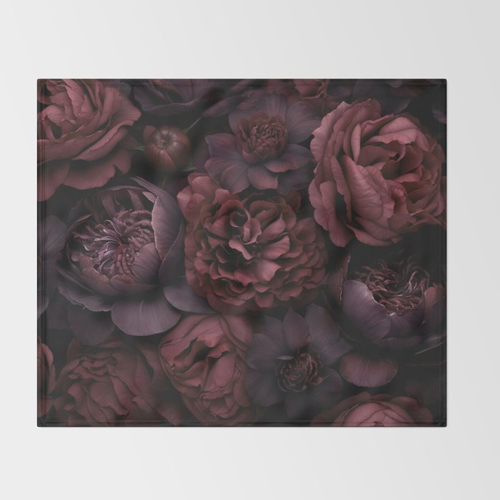 Victorian Grandeur Large Opulent Flowers Burgundy Red Throw Blanket Gallery Image 2