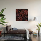 Victorian Grandeur Large Opulent Flowers Burgundy Red Wood Wall Art Gallery Image 2