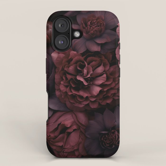 Victorian Grandeur Large Opulent Flowers Burgundy Red iPhone Case Gallery Image 1