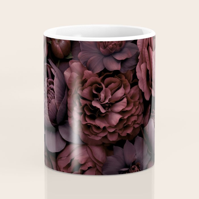 Victorian Grandeur Large Opulent Flowers Burgundy Red Coffee Mug Gallery Image 4