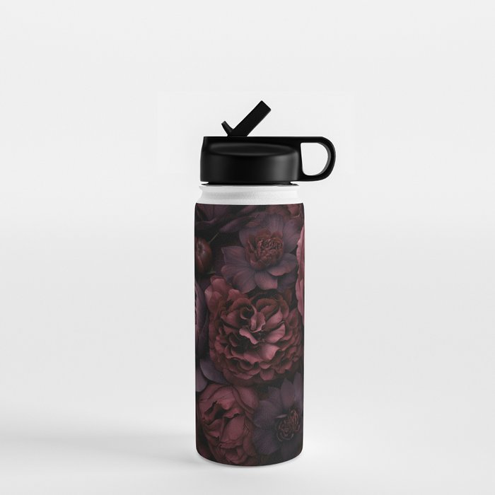 Victorian Grandeur Large Opulent Flowers Burgundy Red Water Bottle Gallery Image 1