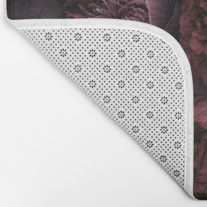 Victorian Grandeur Large Opulent Flowers Burgundy Red Bath Mat Gallery Image 2
