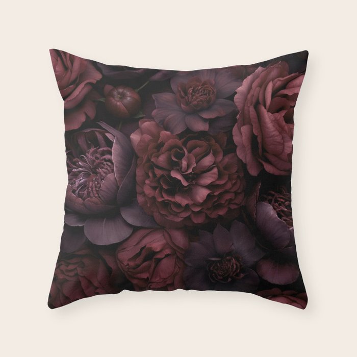 Victorian Grandeur Large Opulent Flowers Burgundy Red Throw Pillow Gallery Image 6