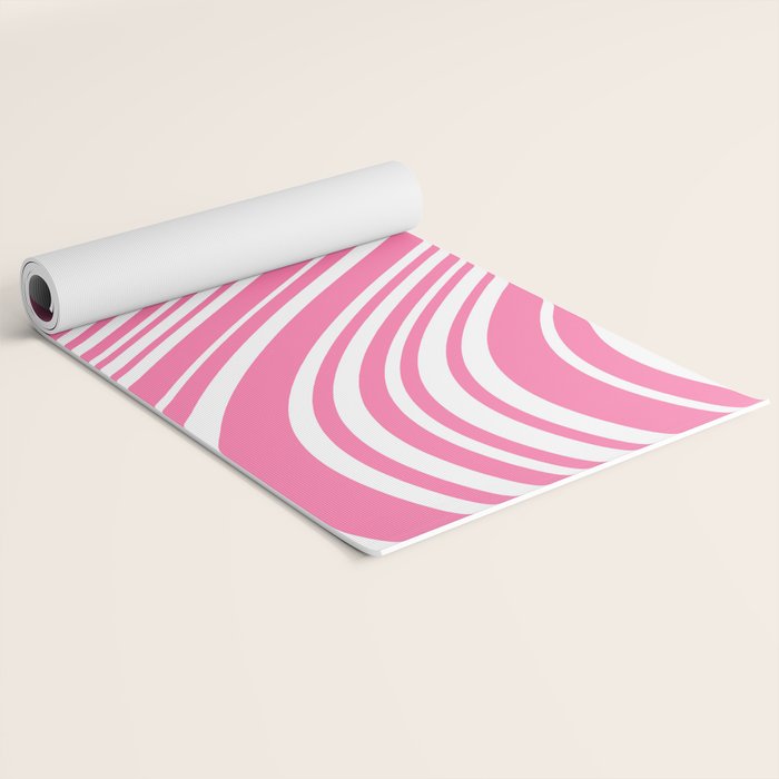 Wavy Stripes XXXIII - 90s Barbie Pink Yoga Mat Gallery Image 2