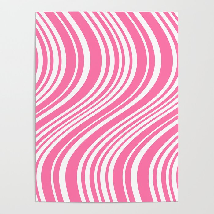 Wavy Stripes XXXIII - 90s Barbie Pink Poster Gallery Image 1