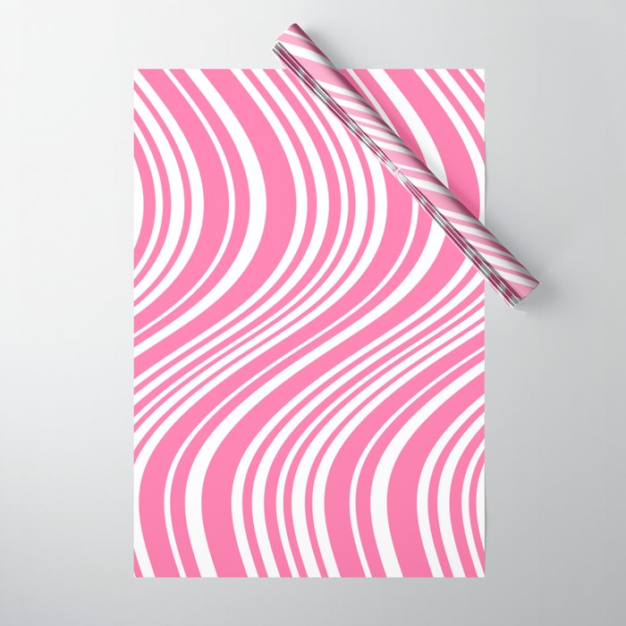 Wavy Stripes XXXIII - 90s Barbie Pink Wrapping Paper Gallery Image 1