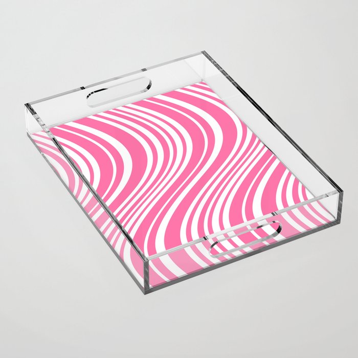 Wavy Stripes XXXIII - 90s Barbie Pink Acrylic Tray Gallery Image 1