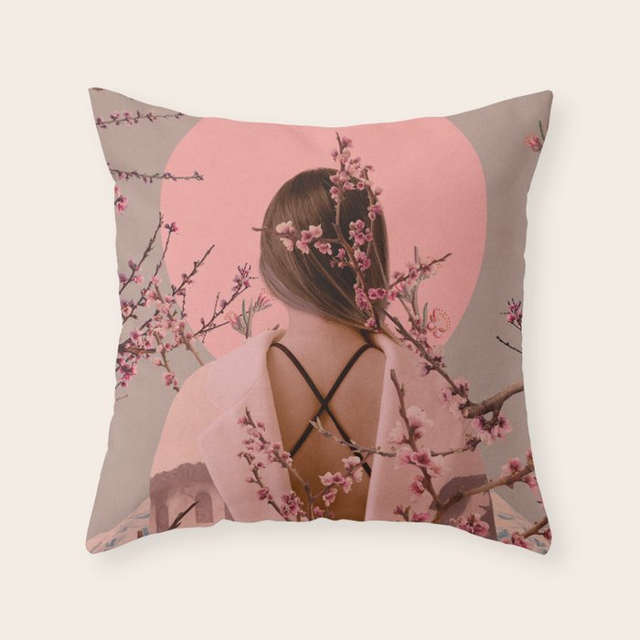Peach Blossoms of Veria Throw Pillow Gallery Image 6