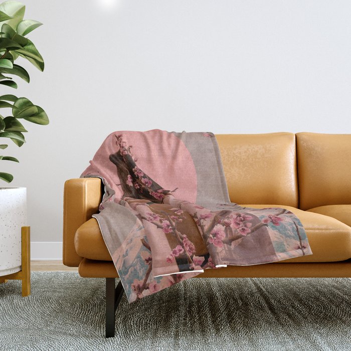 Peach Blossoms of Veria Throw Blanket Gallery Image 1