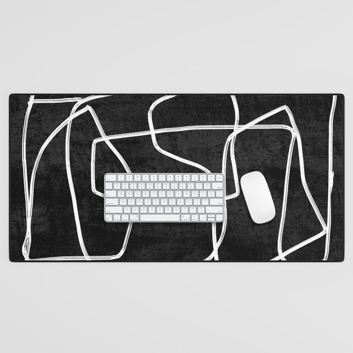 Abstract line art 22 Black And White Desk Mat Gallery Image 1