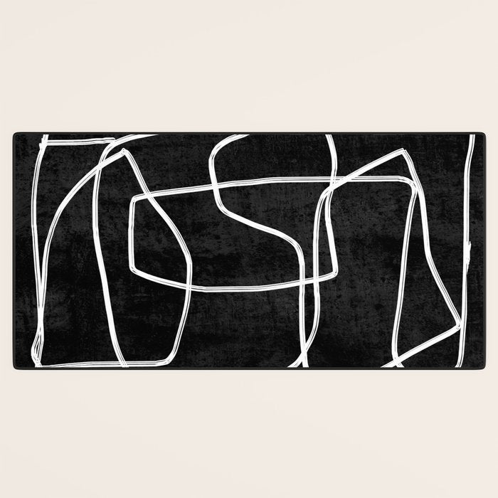 Abstract line art 22 Black And White Desk Mat Gallery Image 3