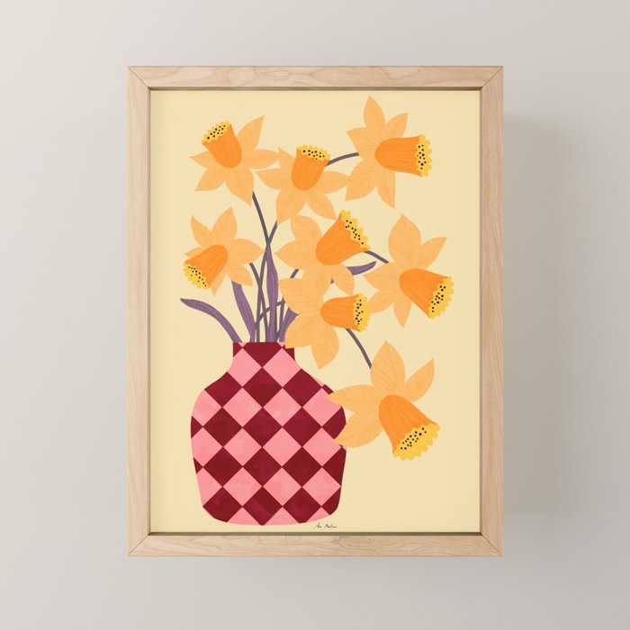 Daffodils and vase Mini Art Print Gallery Image 1