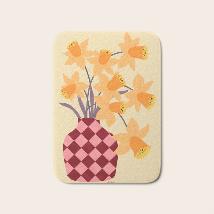 Daffodils and vase Bath Mat Gallery Image 1