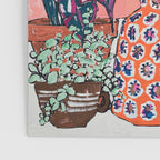 Cluster of Houseplants and Proteas on Pink Still Life Painting Poster Gallery Image 3
