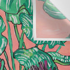 Cluster of Houseplants and Proteas on Pink Still Life Painting Wall Tapestry Gallery Image 3