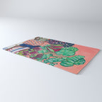 Cluster of Houseplants and Proteas on Pink Still Life Painting Rug Gallery Image 3