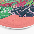 Cluster of Houseplants and Proteas on Pink Still Life Painting Bath Mat Gallery Image 3