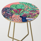 Cluster of Houseplants and Proteas on Pink Still Life Painting Side Table Gallery Image 2