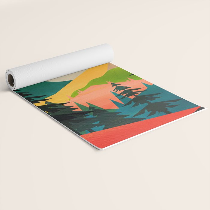 Colorful Morning in the Mountain Forest Yoga Mat Gallery Image 2