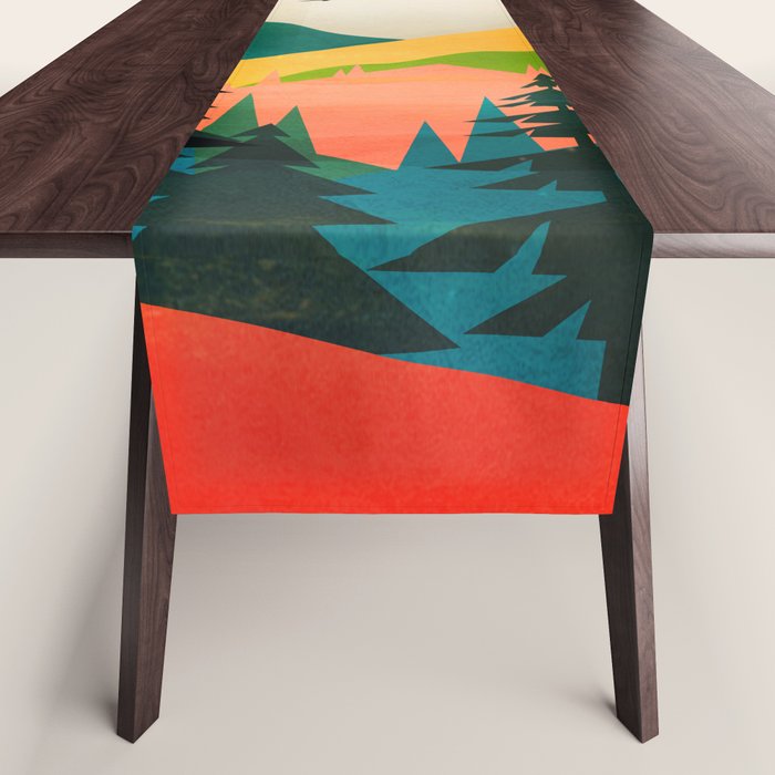 Colorful Morning in the Mountain Forest Table Runner Gallery Image 1