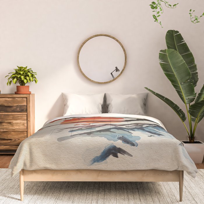 Zen Serenity Landscape - Sakura Mountain Sunset Comforter Gallery Image 3