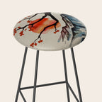 Zen Serenity Landscape - Sakura Mountain Sunset Stool Gallery Image 2