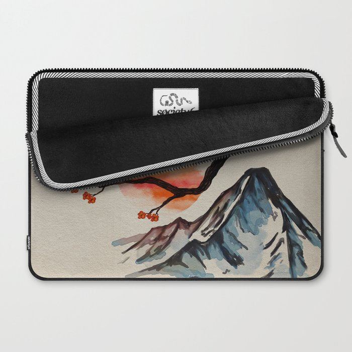 Zen Serenity Landscape - Sakura Mountain Sunset Laptop Sleeve Gallery Image 2
