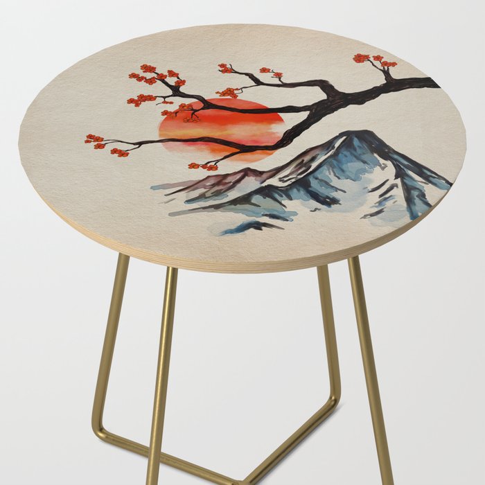 Zen Serenity Landscape - Sakura Mountain Sunset Side Table Gallery Image 2
