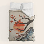Zen Serenity Landscape - Sakura Mountain Sunset Duvet Cover Gallery Image 6
