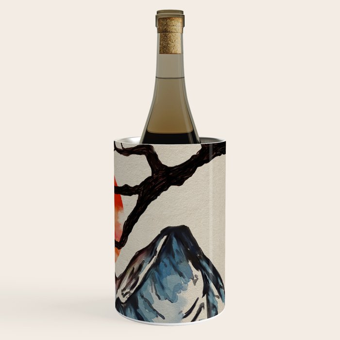 Zen Serenity Landscape - Sakura Mountain Sunset Wine Chiller Gallery Image 3