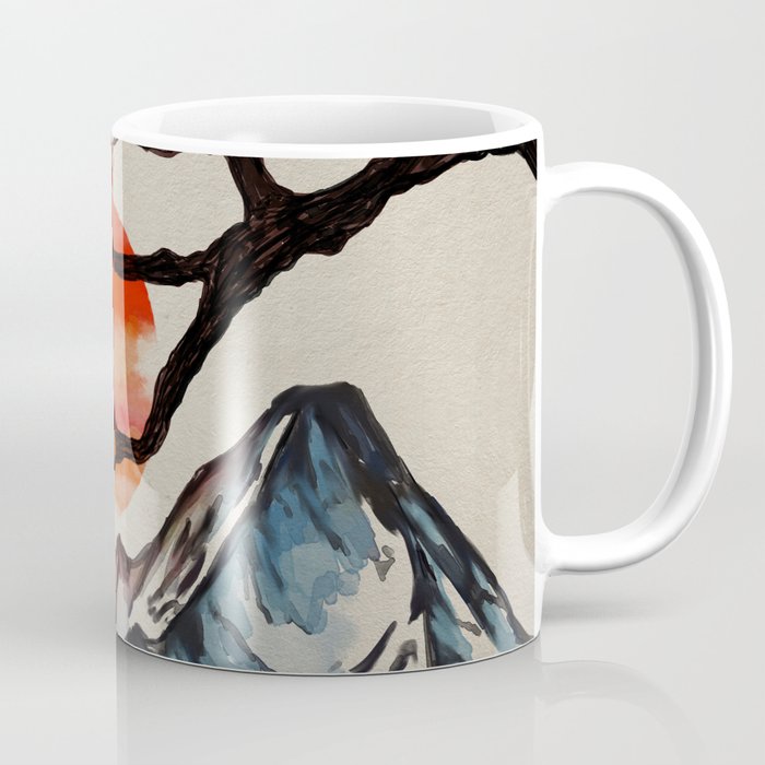Zen Serenity Landscape - Sakura Mountain Sunset Coffee Mug Gallery Image 1