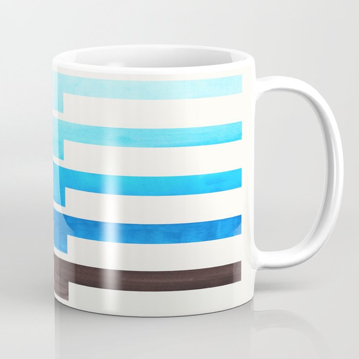 Blue Baby Blue Watercolor Minimalist Geometric Zig Zag Lightning Bolt Pattern Coffee Mug Gallery Image 1