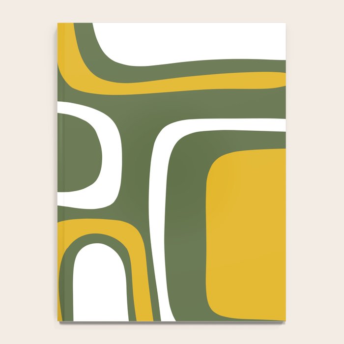 Mid-Century Modern Palm Springs Abstract Pattern Olive Green and Mustard Notebook Gallery Image 4