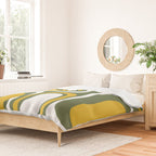 Mid-Century Modern Palm Springs Abstract Pattern Olive Green and Mustard Duvet Cover Gallery Image 2