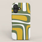 Mid-Century Modern Palm Springs Abstract Pattern Olive Green and Mustard iPhone Case Gallery Image 1