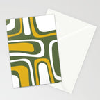 Mid-Century Modern Palm Springs Abstract Pattern Olive Green and Mustard Stationery Card Gallery Image 2