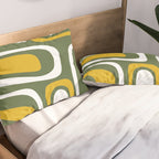 Mid-Century Modern Palm Springs Abstract Pattern Olive Green and Mustard Pillow Sham Gallery Image 2