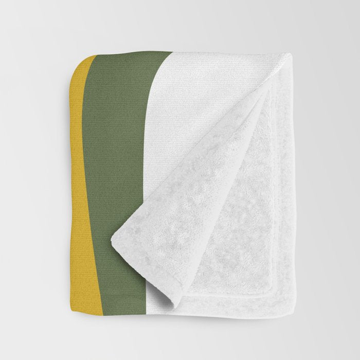 Mid-Century Modern Palm Springs Abstract Pattern Olive Green and Mustard Throw Blanket Gallery Image 3