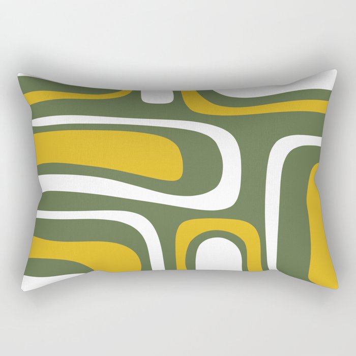 Mid-Century Modern Palm Springs Abstract Pattern Olive Green and Mustard Rectangular Pillow Gallery Image 2