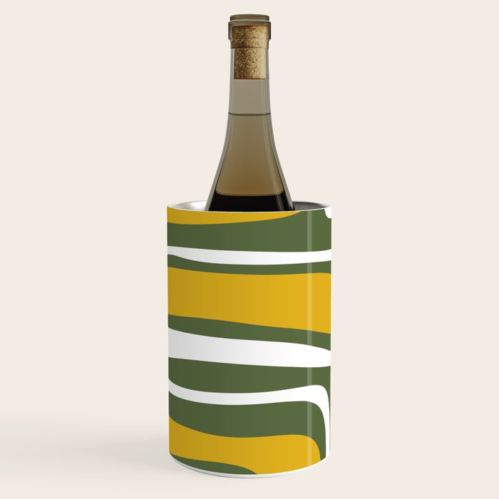 Mid-Century Modern Palm Springs Abstract Pattern Olive Green and Mustard Wine Chiller Gallery Image 2