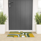 Mid-Century Modern Palm Springs Abstract Pattern Olive Green and Mustard Welcome Mat Gallery Image 3