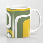 Mid-Century Modern Palm Springs Abstract Pattern Olive Green and Mustard Coffee Mug Gallery Image 1