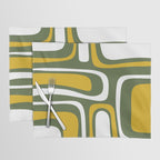 Mid-Century Modern Palm Springs Abstract Pattern Olive Green and Mustard Placemat Gallery Image 1