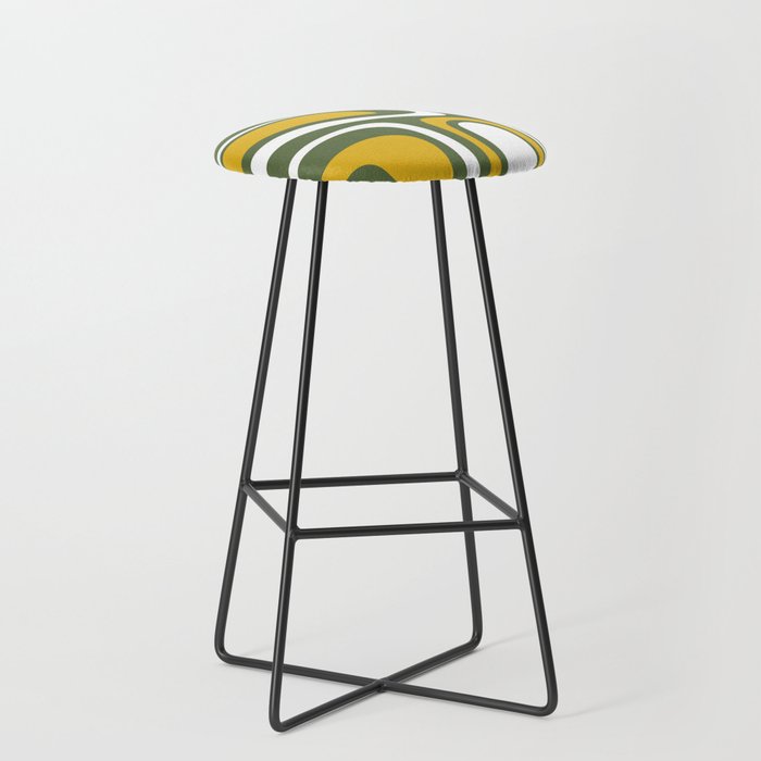 Mid-Century Modern Palm Springs Abstract Pattern Olive Green and Mustard Stool Gallery Image 1
