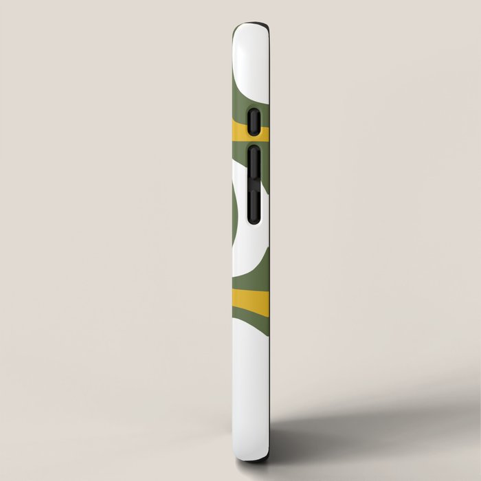 Mid-Century Modern Palm Springs Abstract Pattern Olive Green and Mustard iPhone Case Gallery Image 2