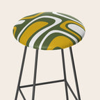 Mid-Century Modern Palm Springs Abstract Pattern Olive Green and Mustard Stool Gallery Image 2