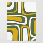 Mid-Century Modern Palm Springs Abstract Pattern Olive Green and Mustard Poster Gallery Image 4