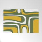 Mid-Century Modern Palm Springs Abstract Pattern Olive Green and Mustard Welcome Mat Gallery Image 1