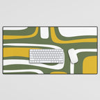 Mid-Century Modern Palm Springs Abstract Pattern Olive Green and Mustard Desk Mat Gallery Image 1